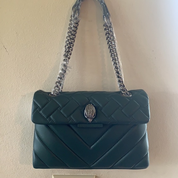 KURT GEIGER LONDON KENSINGTON LEATHER LEATHER SHOULDER BAG IN TEAL - Picture 10 of 14